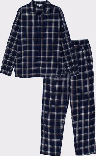 Woody Studio pyjama doorknoop flanel jongens/heren - donkerblauw - geruit - 232-12-MWA-W/960