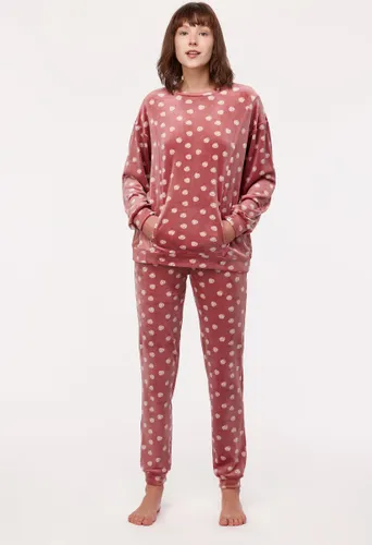 Woody Studio pyjama velours meisjes/dames - roze - bolletjes - 232-12-YPE-V/956