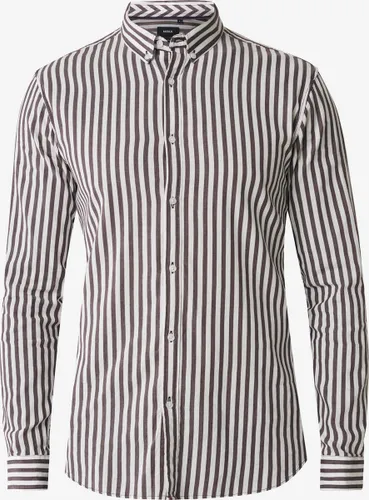 Woven Striped Shirt Mannen - Burgundy