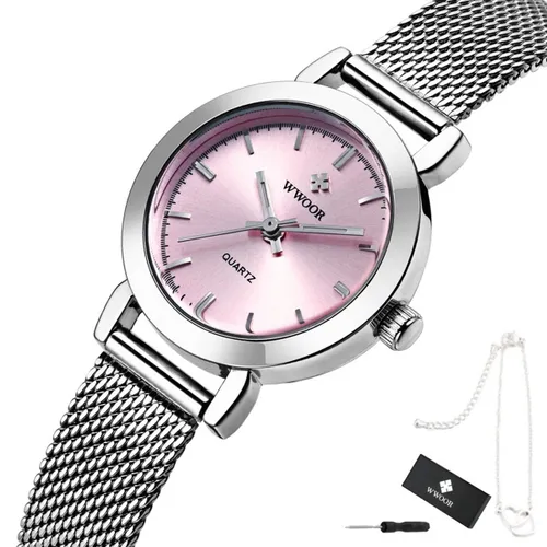 WWOOR - Horloge Dames - Cadeau voor Vrouw - 29 mm - Zilver Roze