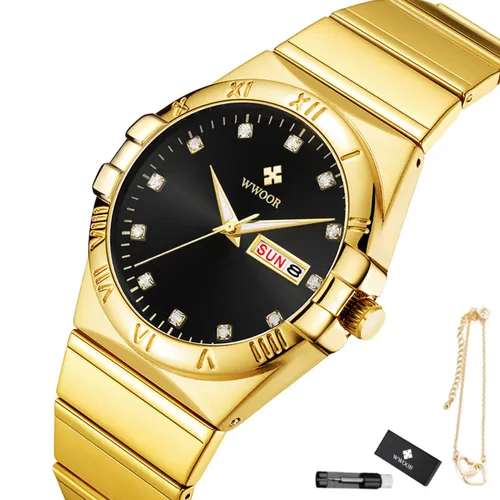 WWOOR - Horloge Dames - Cadeau voor Vrouw - 30 mm - Goud Zwart