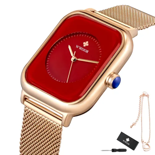 WWOOR - Horloge Dames - Cadeau voor Vrouw - 40 mm - Rosé Rood