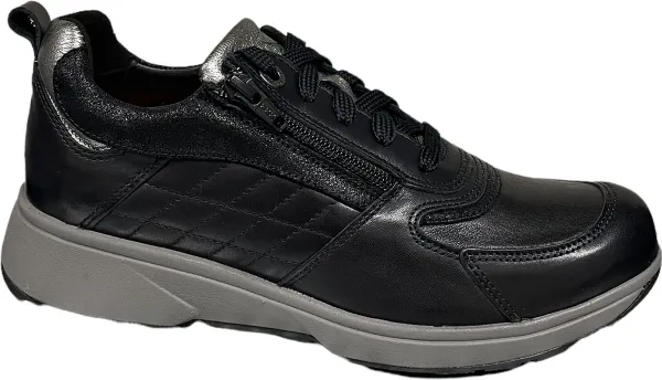 Xsensible Arona black/silver 30217.3 050-HX  - damesschoenen xsensible - Zwarte sneakers dames - Xsensible  - Veterschoenen dames - uitneembaar voetbe