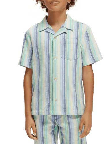Yarn-dyed colourful stripe short-sleeved  shirt - Maat 8 - Multicolor - Jongen - Shirt - Scotch & Soda