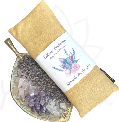 YoZenga oogkussen Gouden Driehoek & biologische lavendel | kristallen/edelstenen | Kleur: Gold | Yoga | Meditatie | Ontspanning | Ideaal bij hoofdpijn...