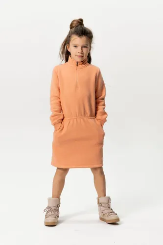 Zacht Oranje Sweater Jurk Met Rits