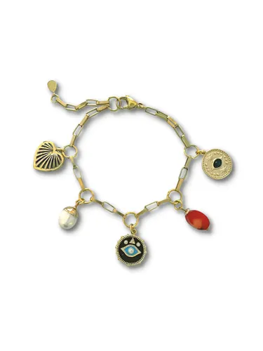 Zatthu Jewelry - N22FW506 - Java schakelarmband met bedels verguld