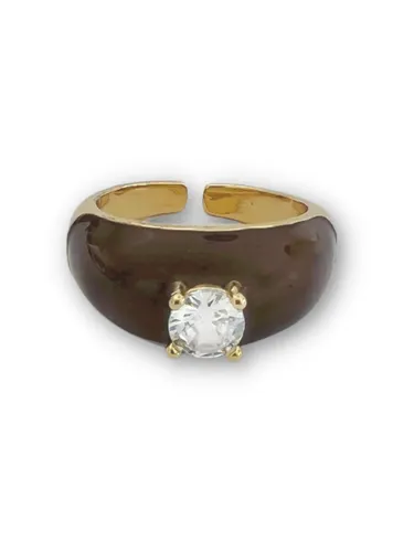 Zatthu Jewelry - N22SS449 - Irem statement ring bruin met steen