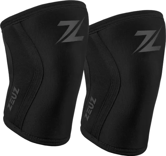 ZEUZ 2 Stuks Premium Knie Brace voor Fitness, CrossFit & Sporten – Knieband - Braces – 7 mm - Zwart - Maat XL