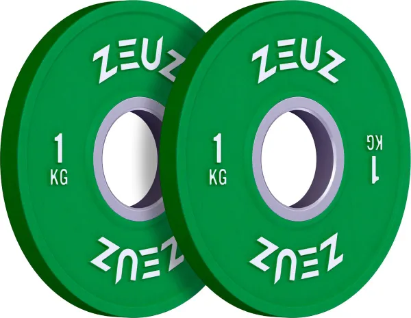 ZEUZ Halterschijf 2 Stuks 1 KG – 2 KG Gewichten Set – voor 50 mm Halter - Metaal & Rubber - 2KG Schijf