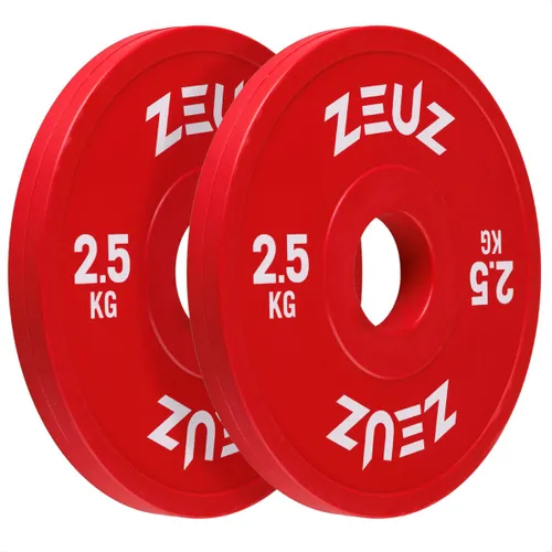 ZEUZ Halterschijf 2 Stuks 2,5 KG – 5 KG Gewichten Set – voor 50 mm Halter – CrossFit & Fitness – Metaal & Rubber - 2.5 Schijf