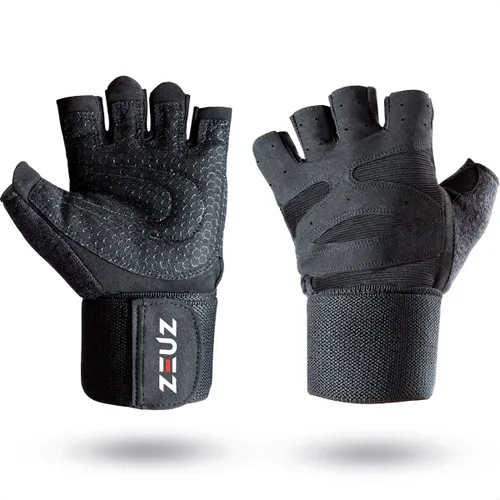 ZEUZ Sport & Fitness Handschoenen Heren & Dames – Krachttraining Artikelen – Geschikt voor Gym & CrossFit Training – Zwart – Maat M