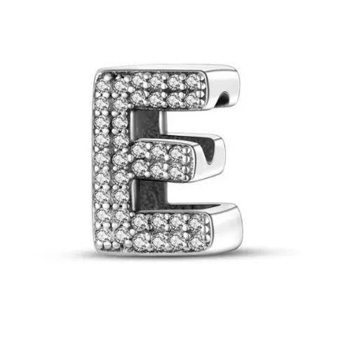 Zilveren Bedel E | Letter | Alfabet | ABC | Sieraden | Moederdag Cadeau | Past op alle bekende merken Armbanden | 925 Zilver Armband | Romystones