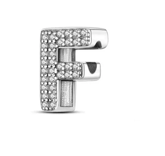 Zilveren Bedel F | Letter | Alfabet | ABC | Sieraden | Moederdag Cadeau | Past op alle bekende merken Armbanden | 925 Zilver Armband | Romystones