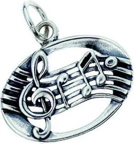 Zilveren hanger muziekbalk met vioolsleutel