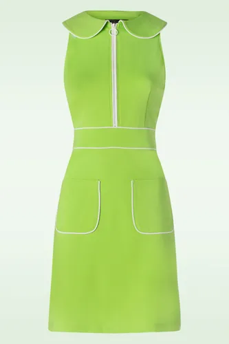 Zip Front Collared Sleeveless jurk in groen