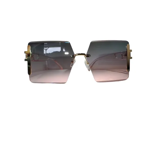 Zonnebril - blauw/rozige glazen met roze pootjes met brilkoker