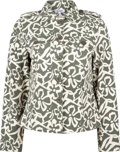 Zoso Blazer Maggy Printed Travel Jacket 241 1250/1200 Green/ivory Dames