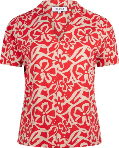 Zoso Blouse Cleo Printed Travel Blouse 241 0019/0007 Red/sand Dames