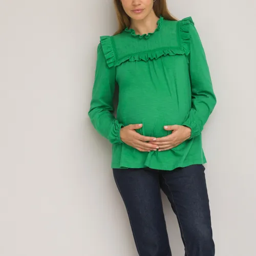 Zwangerschaps T-shirt, met volats, met lange mouwen