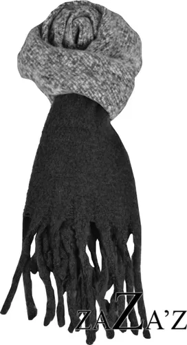Zwarte sjaal - natuurlijke materialen -langwerpig -dik en warm