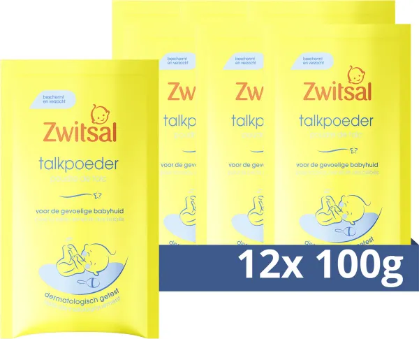 Zwitsal Talkpoeder - Navul Verpakking Baby - 12x100 gr
